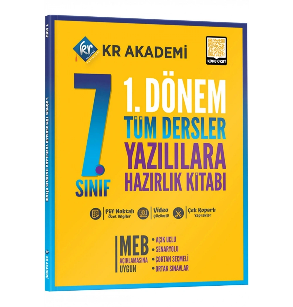 7.Sınıf 1.Dönem Tüm Dersler Yazılılara Hazırlık Kitabı Kr Akademi