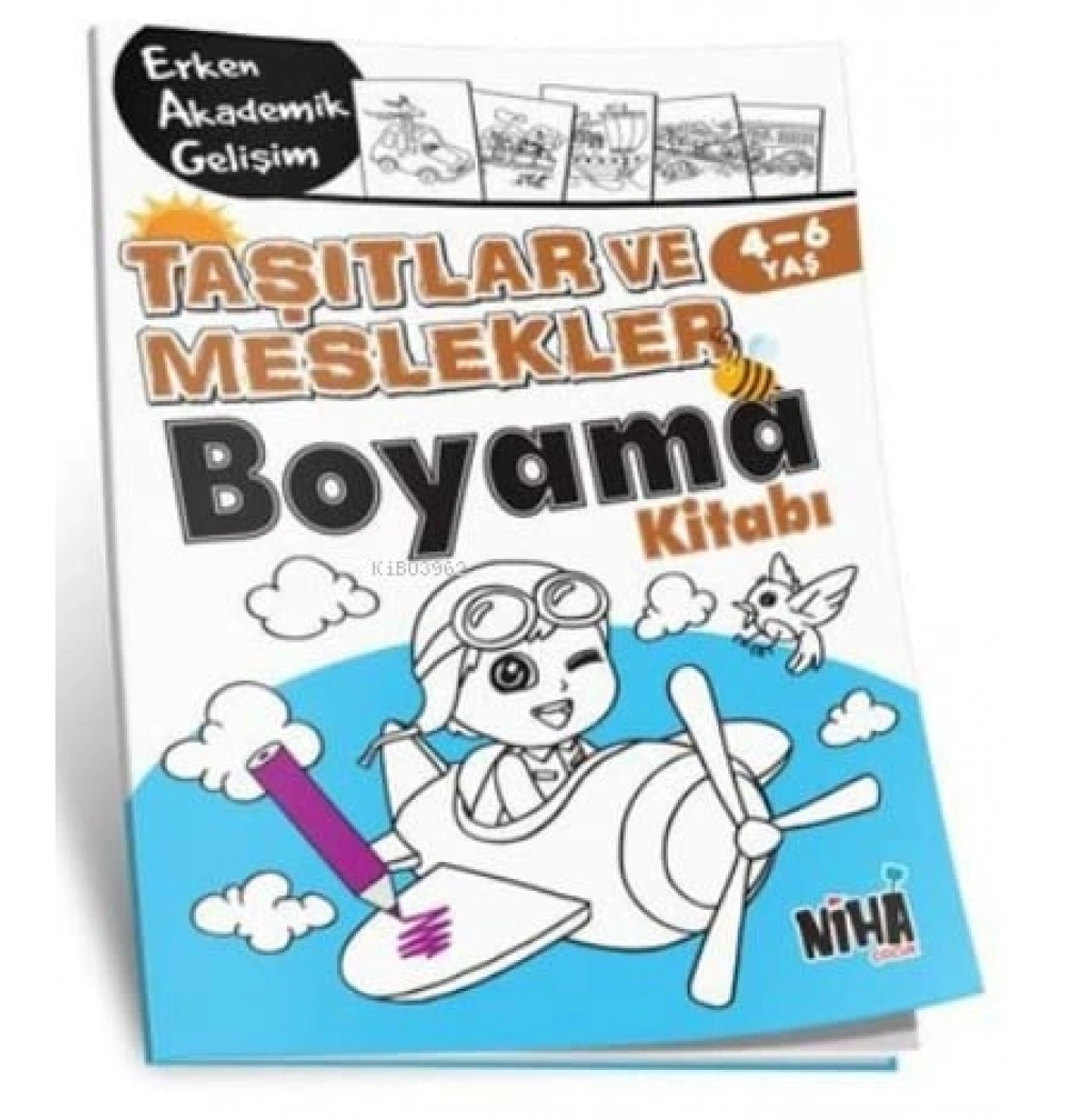 Taşıtlar Meslekler Boyama Kitabı 4-6 Yaş  Niha Çocuk