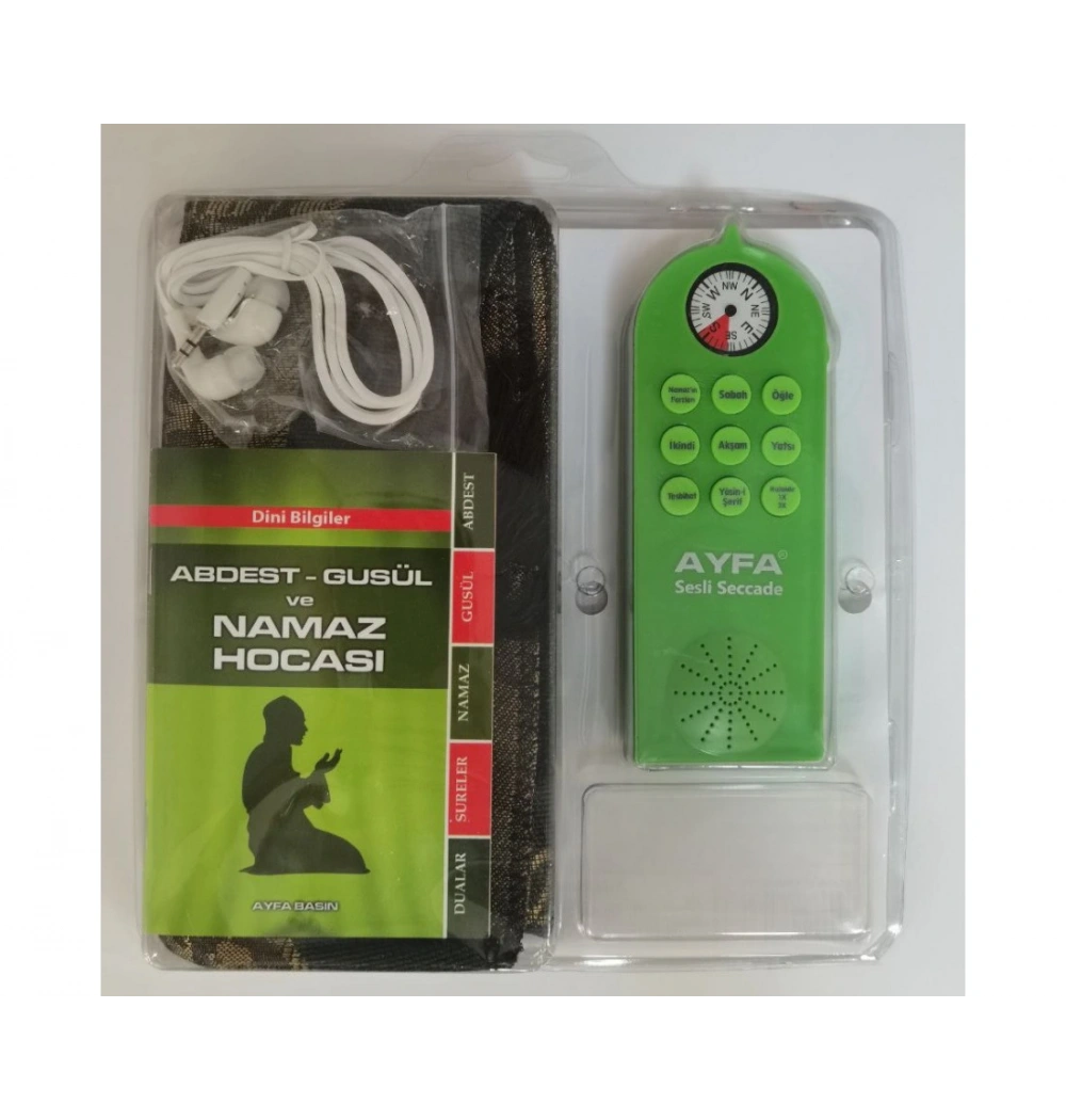 Ayfa Sesli Seccade Eğitici Namaz Seti Takım Yeşil Renk