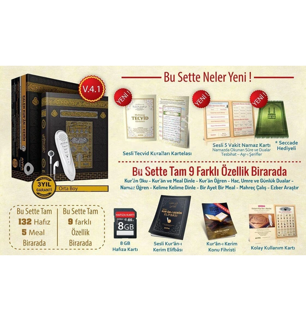 Ayfa 058  Kuran Orta Boy  Bilgisayar Hatlı 2 Renk