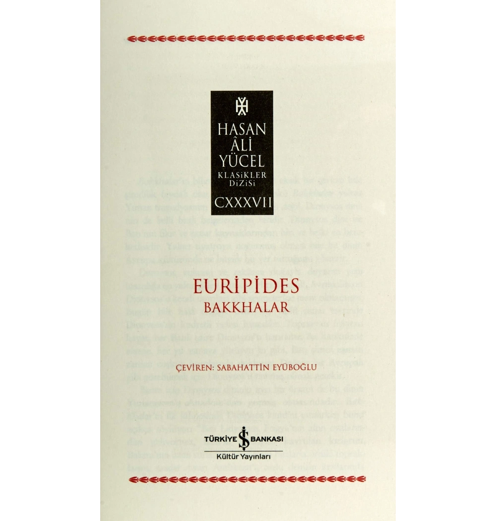 Bakkhalar  Euripides  İş Bankası