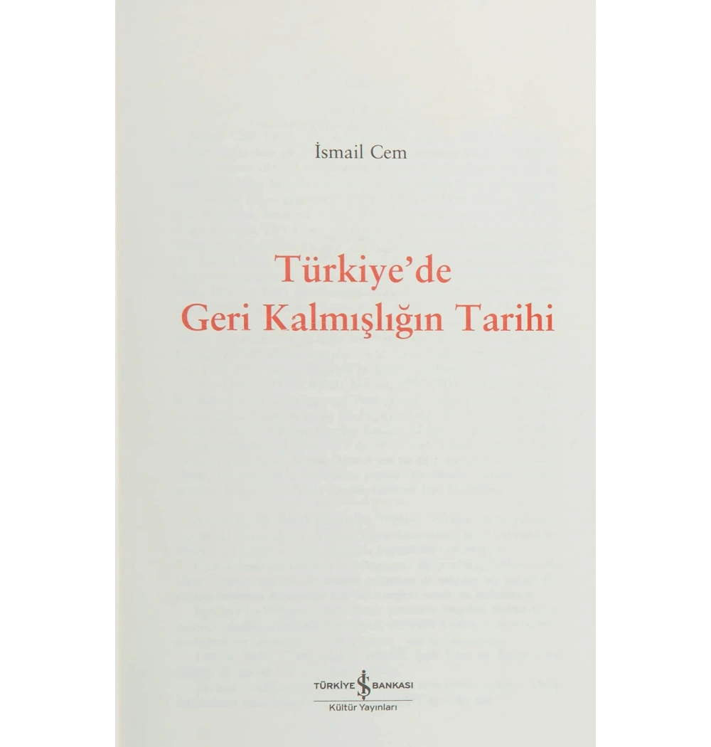 Türkiyede Geri Kalmışlığın Tarihi / İsmail Cem