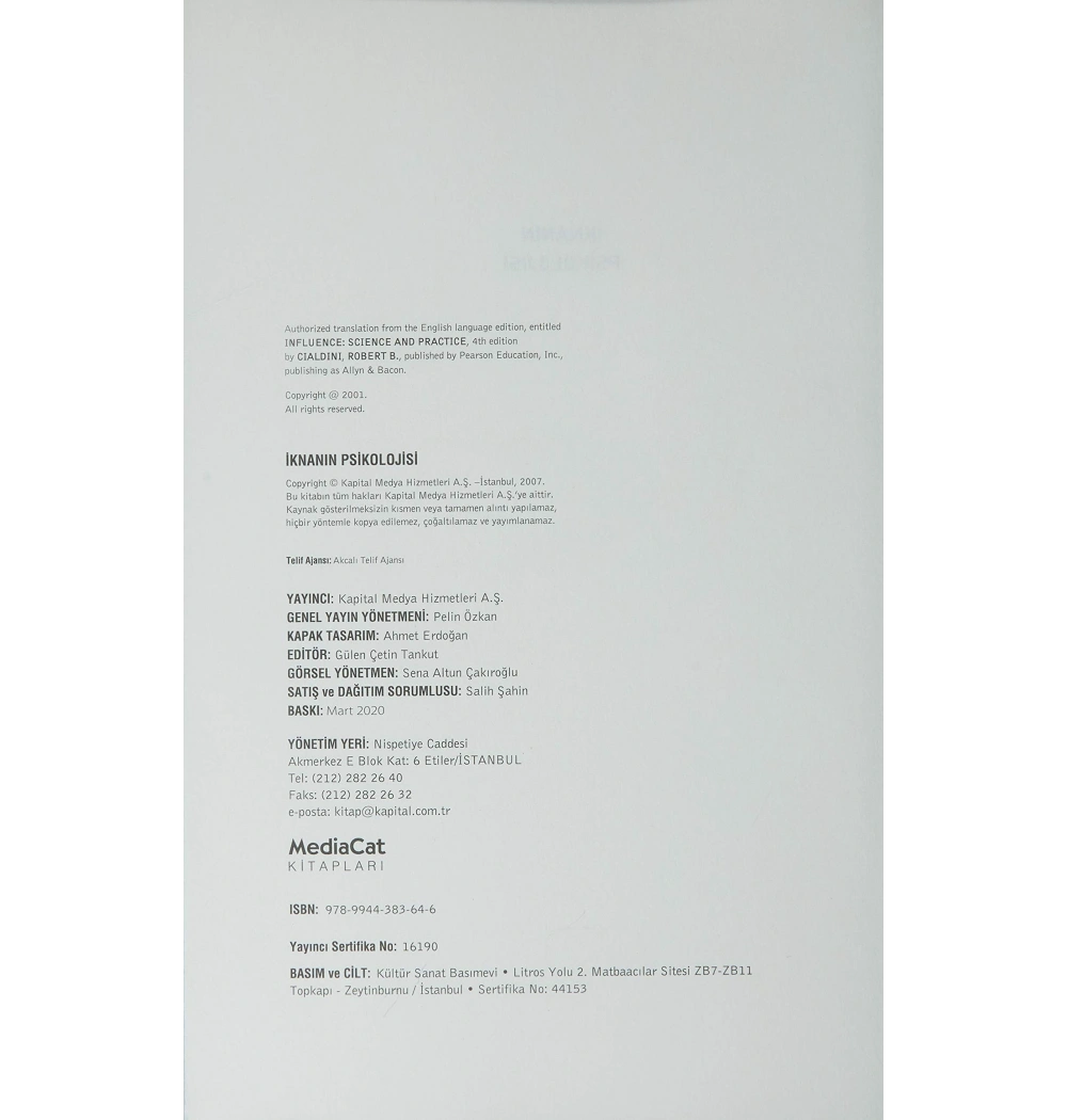İknanın Psikolojisi. Robert B.Cıaldını  Mediacat