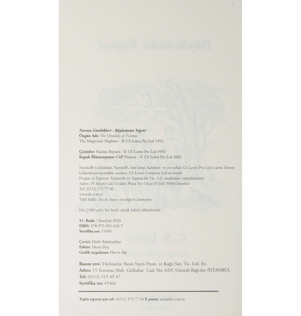 Büyücünün Yeğeni (Narnia Günlükleri-1) / Dogan Egmont