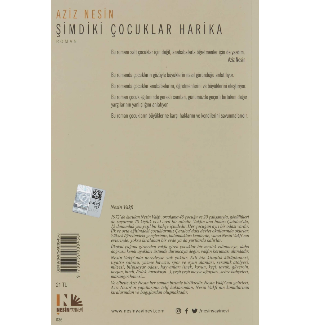 Şimdiki Çocuklar Harika    Aziz Nesin     Nesin