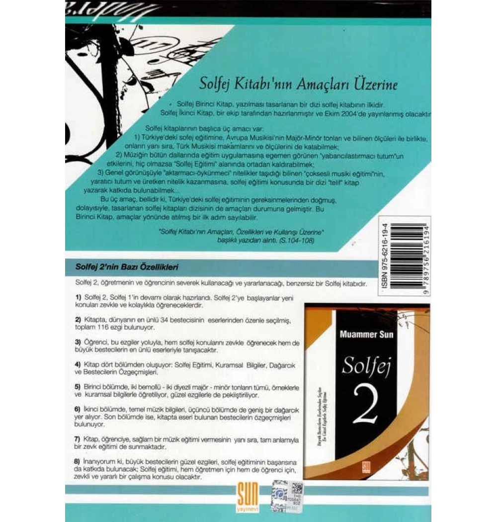Solfej 1 Muammer Sun  Sun Yayın