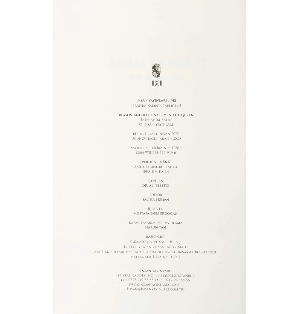 Perde Ve Mana   Akıl Üzerine Bir Tahlil İbrahim Kalın   İnsan Yayın