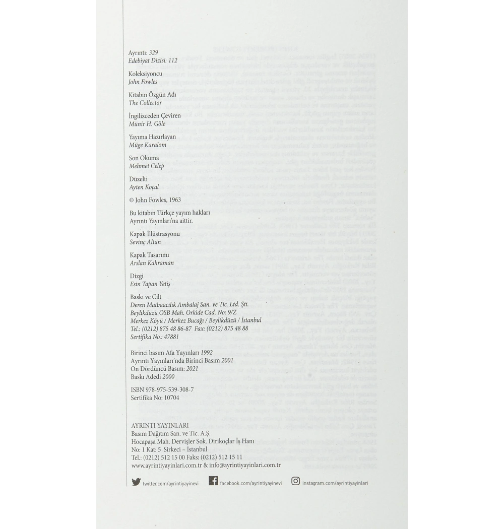Koleksiyoncu Ayrıntı John Fowles Ayrıntı