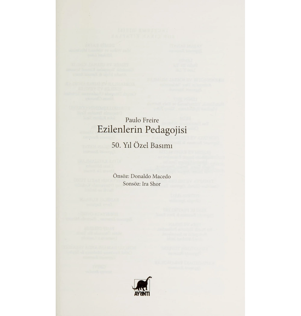 Ezilenlerin Pedagojisi P.Freıre Ayrıntı