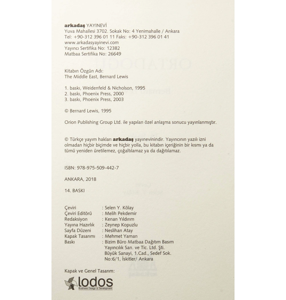 Ortadoğu İki Bin Yıllık Ortadoğu Tarihi - B.Lewıs - Arkadaş