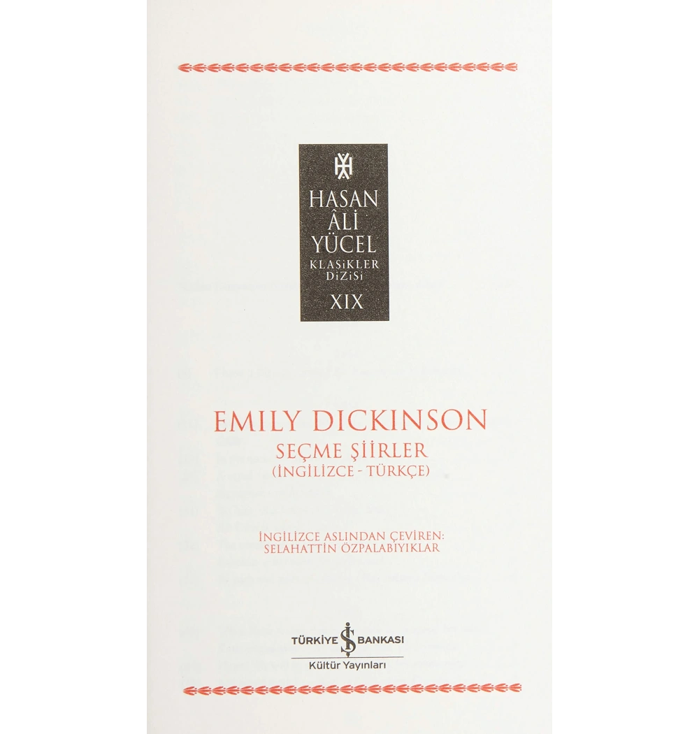 Seçme Şiirler  Emıly Dıckınson   İş Bankası