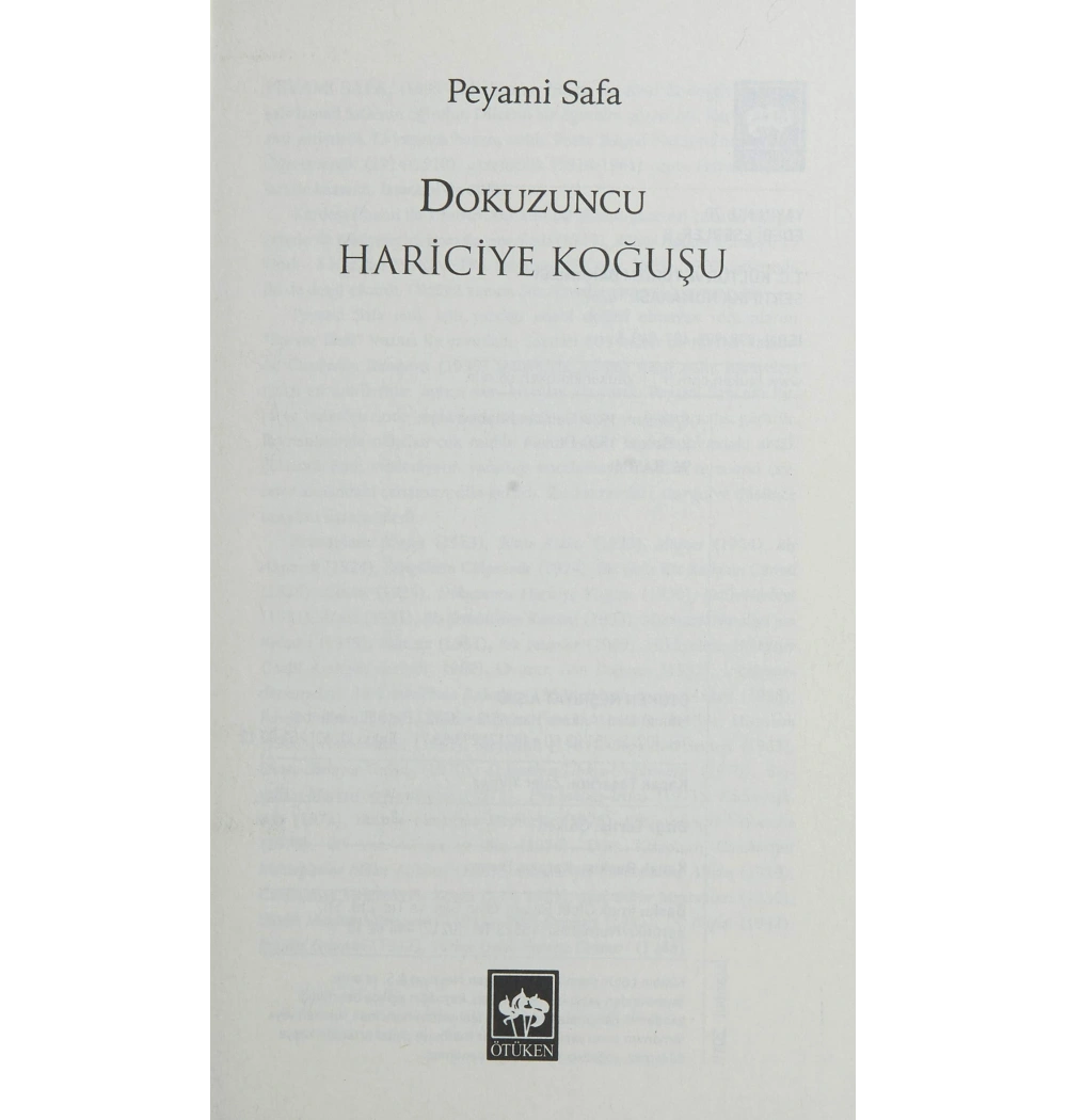 Dokuzuncu Hariciye Koğuşu    Peyami Safa    Ötüken