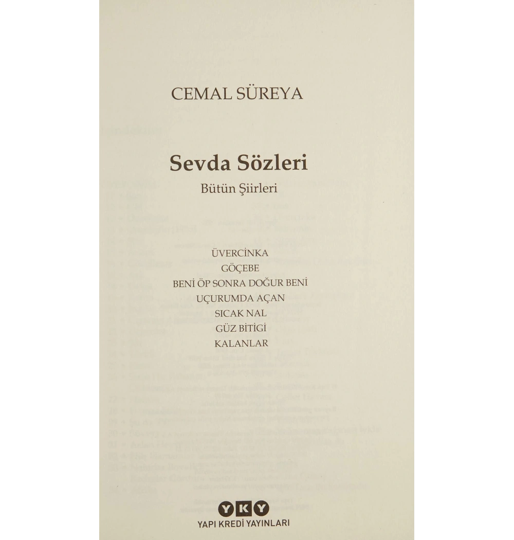 Sevda Sözleri      Cemal Süreyya     Yapı Kredi