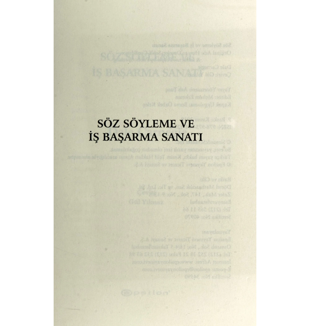Söz Söyleme Ve İş Başarma Sanatı     Epsilon