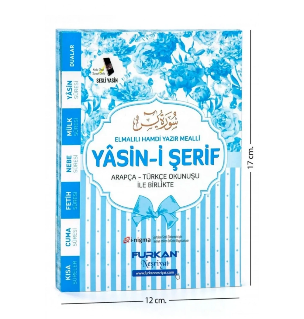 Gül Çanta Boy 80 Sayfa 3lü Yasin Cüzü Karton Kapak Mavi Furkan Neşriyat