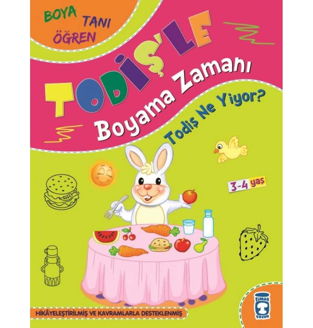 Todişle Boyama Zamanı Boya Tanı Öğren 3 Kitap 3-4 Yaş Timaş Çocuk
