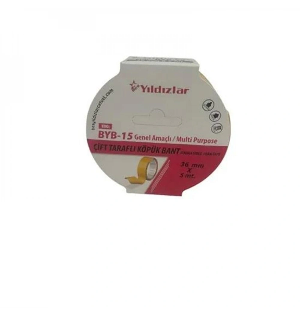 BYB-15 Çift Taraflı Köpük Bant 36Mm*5Mt