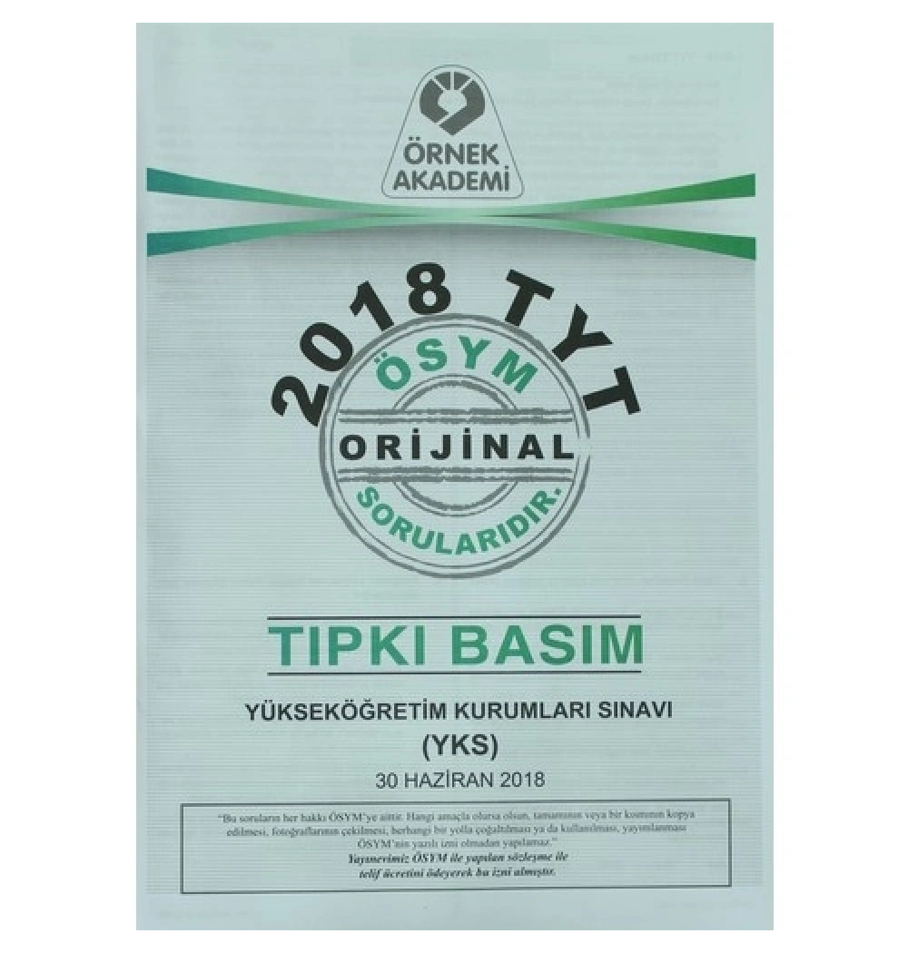 Ösym 2018 Tıpkı Basım   Örnekakademi