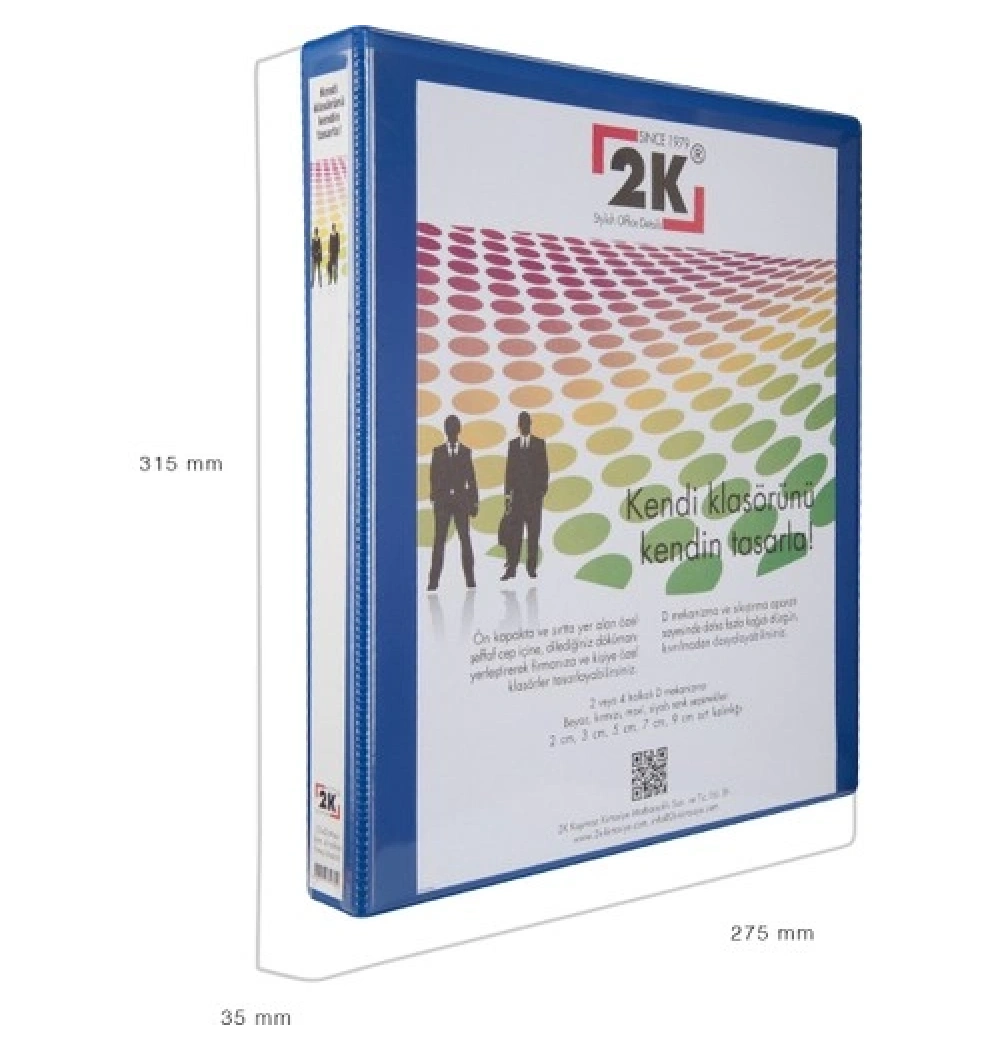2K CEPLİ FİRMA KLASÖRÜ 3 CM, 4 HALKALI KLASÖR MAVİ