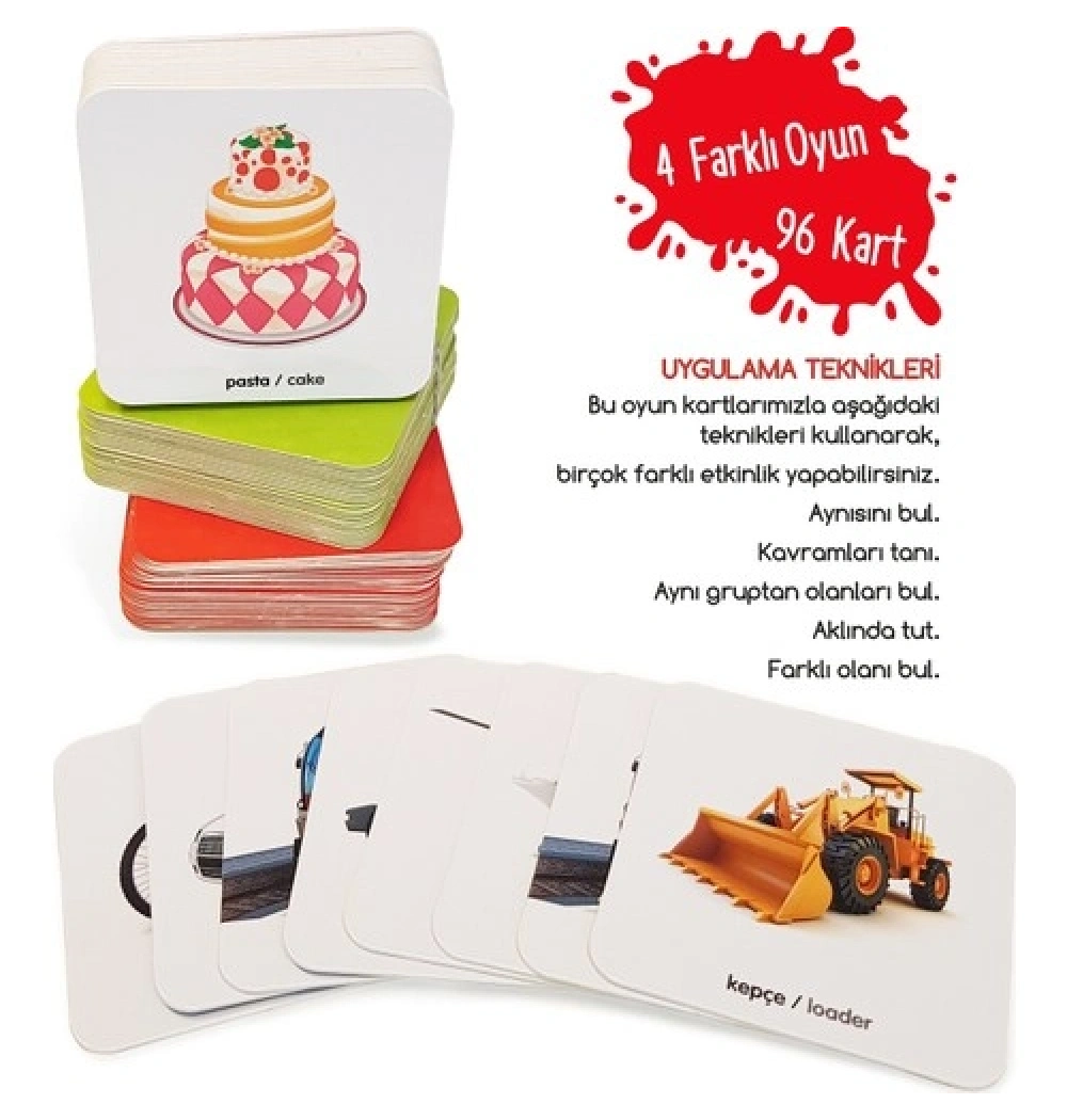İngilizce Destekli Oyun Kartları  Eşleştirme Kamyon        Sincap Kitap