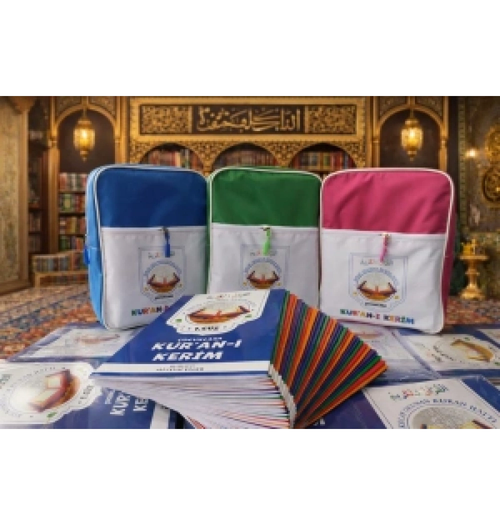 Çocuklar İçin Kuran-ı Kerim Hatim Cüzü 1-30. Cüzler Pembe- Mavi Çantalı Fetih