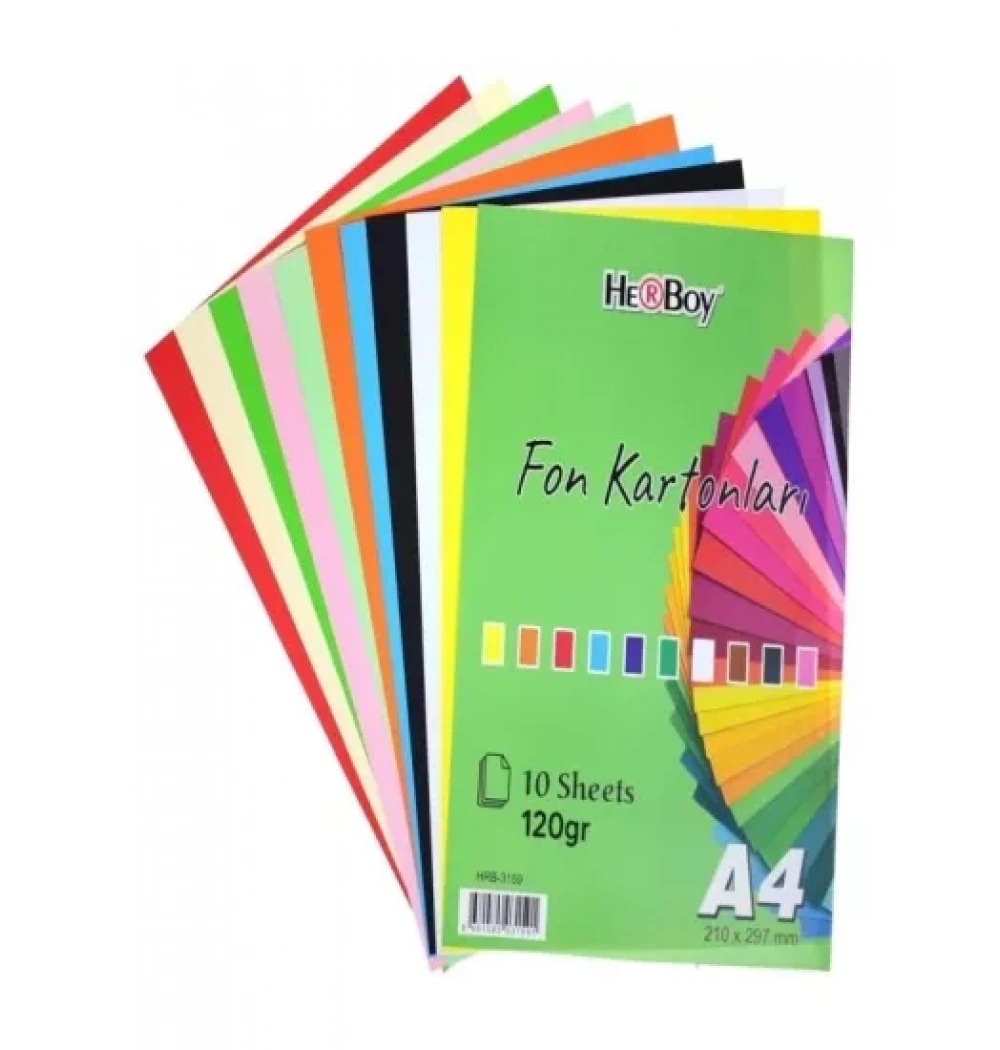 Herboy Fon Kartonu A4 Karışık 10lu Poşet