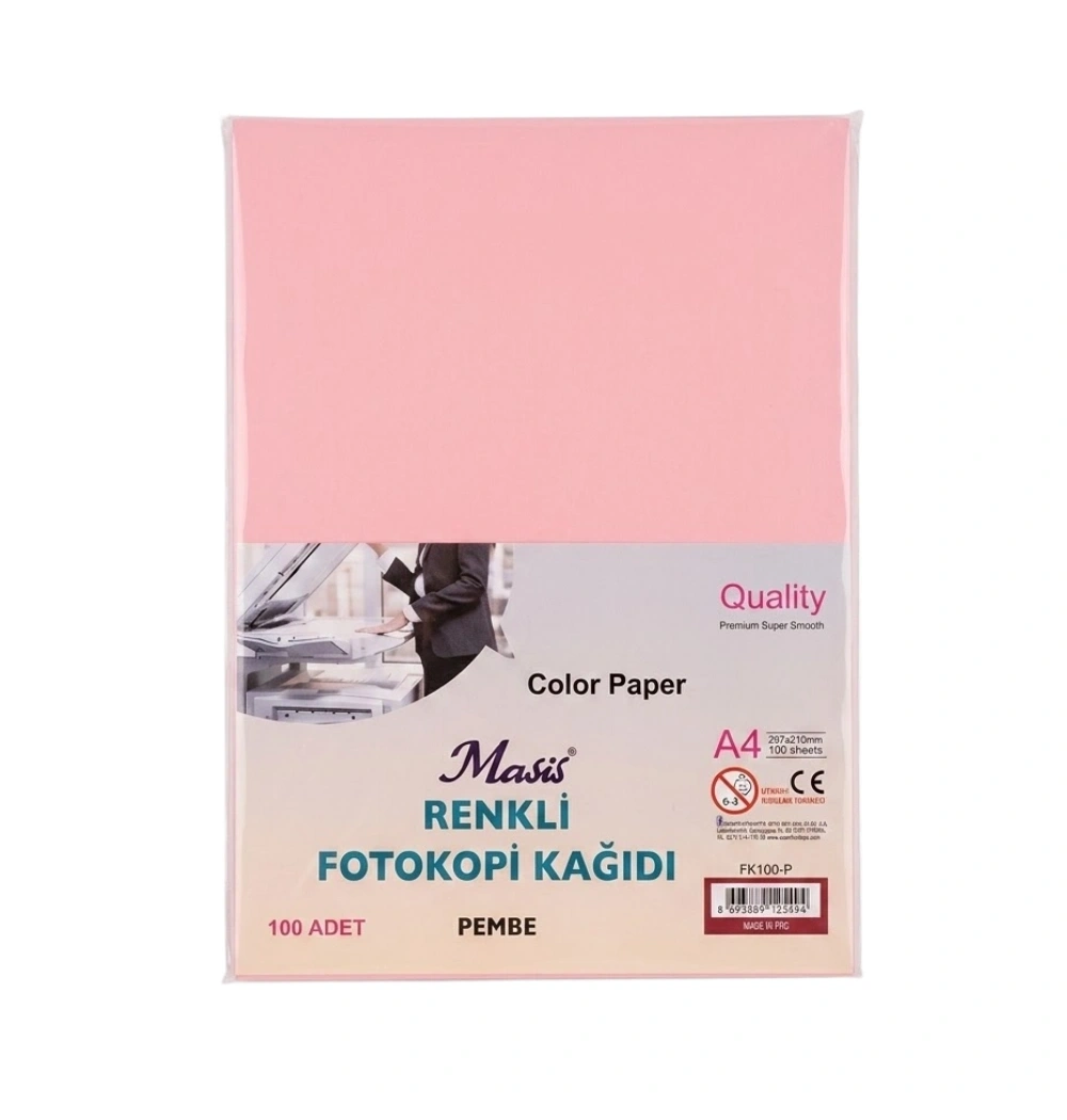 Masis Renkli Fotokopi Kağıdı Pembe Fk100-P