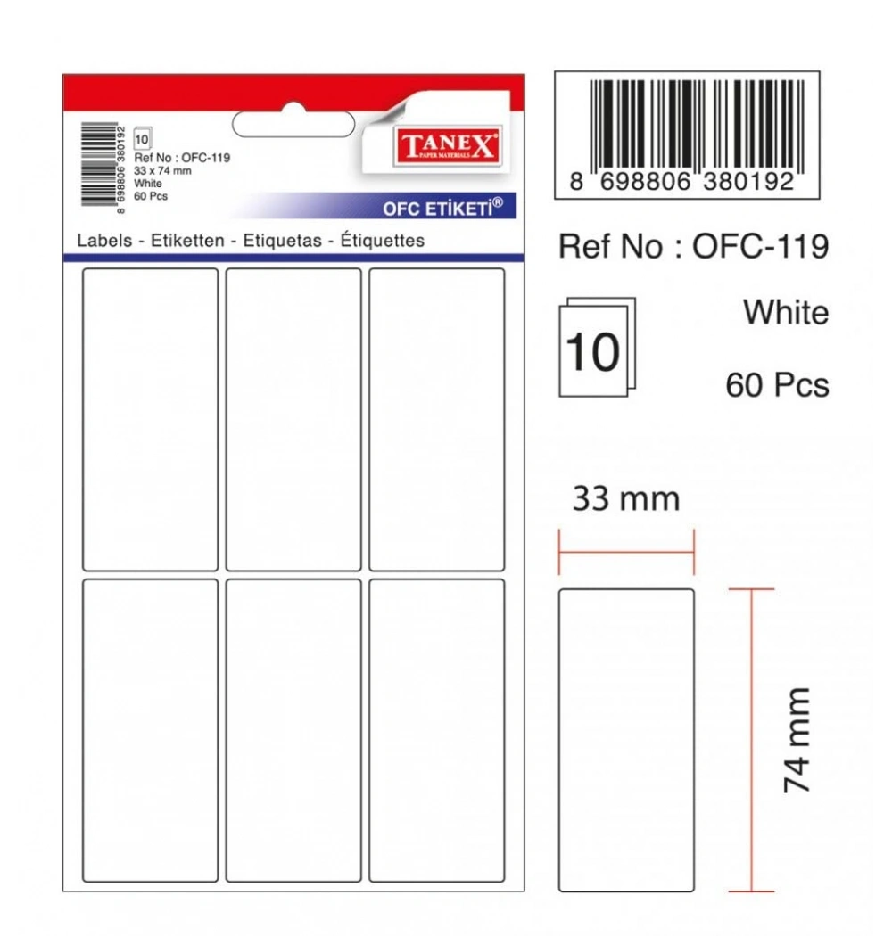 Tanex Ofc-119 Beyaz Ofis Etiketi