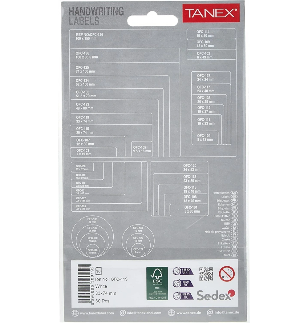 Tanex Ofc-119 Beyaz Ofis Etiketi