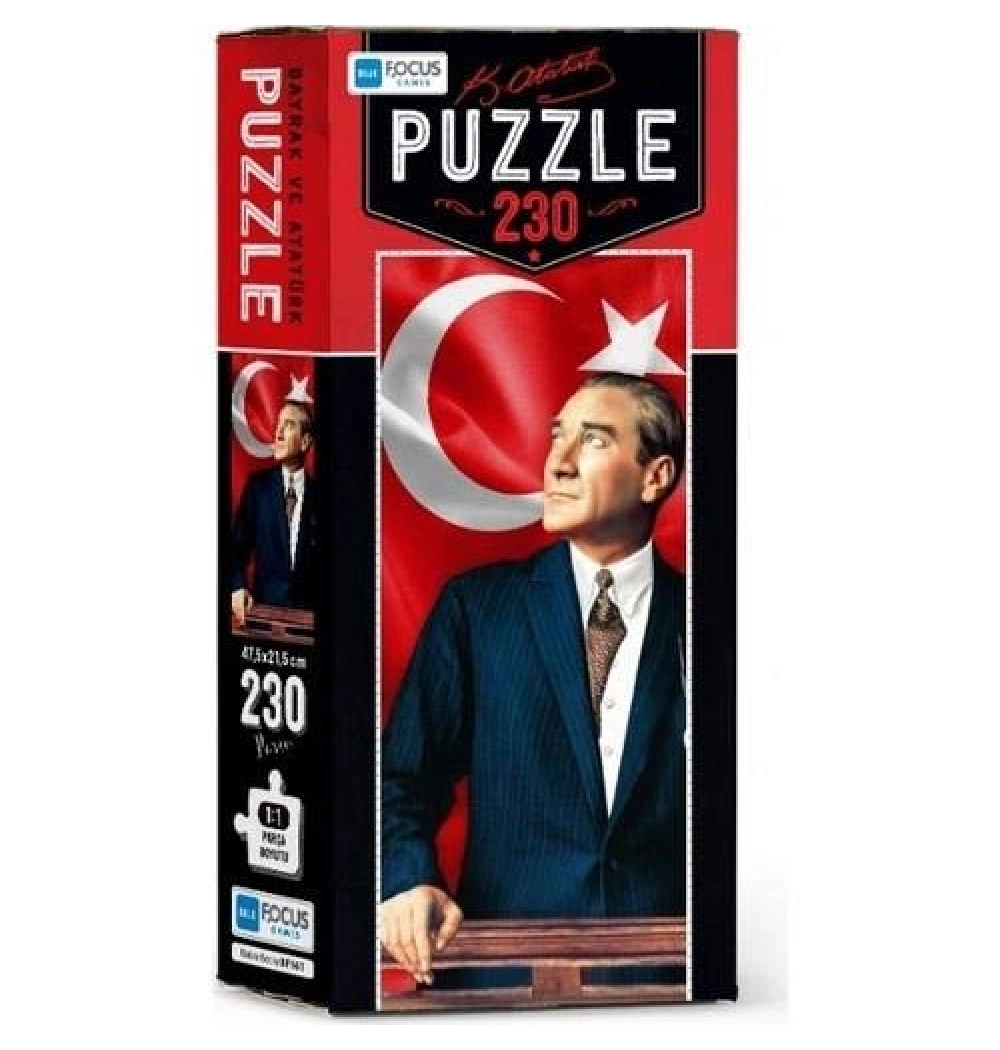 Blue Focus Kutulu 230 Parça Puzzle Bayrak Ve Atatürk Mavi Lale