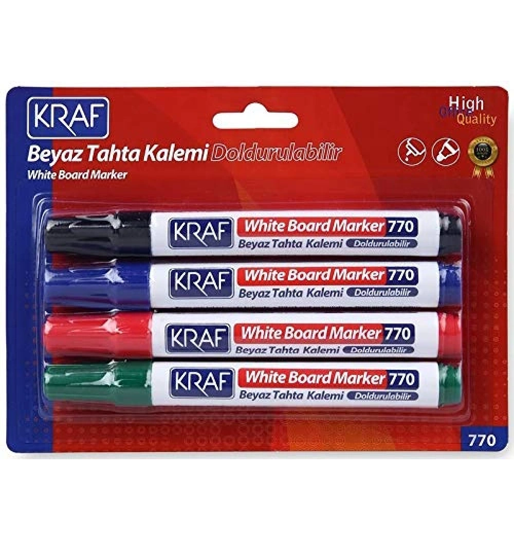 Kraf Beyaz Tahta Kalemi Doldurulabilir 770 Siyah