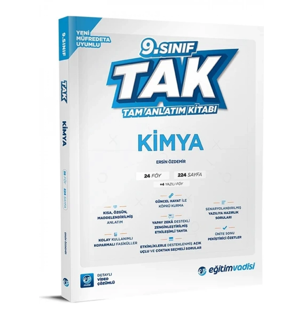 9.Sınıf Kimya Tak Tam Anlatım Kitabı Eğitim Vadisi