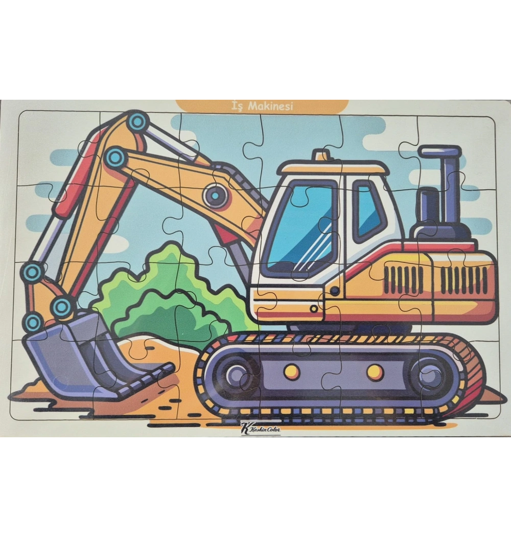 Ahşap Puzzle 24x30 cm 24 Parça İş Makinesi
