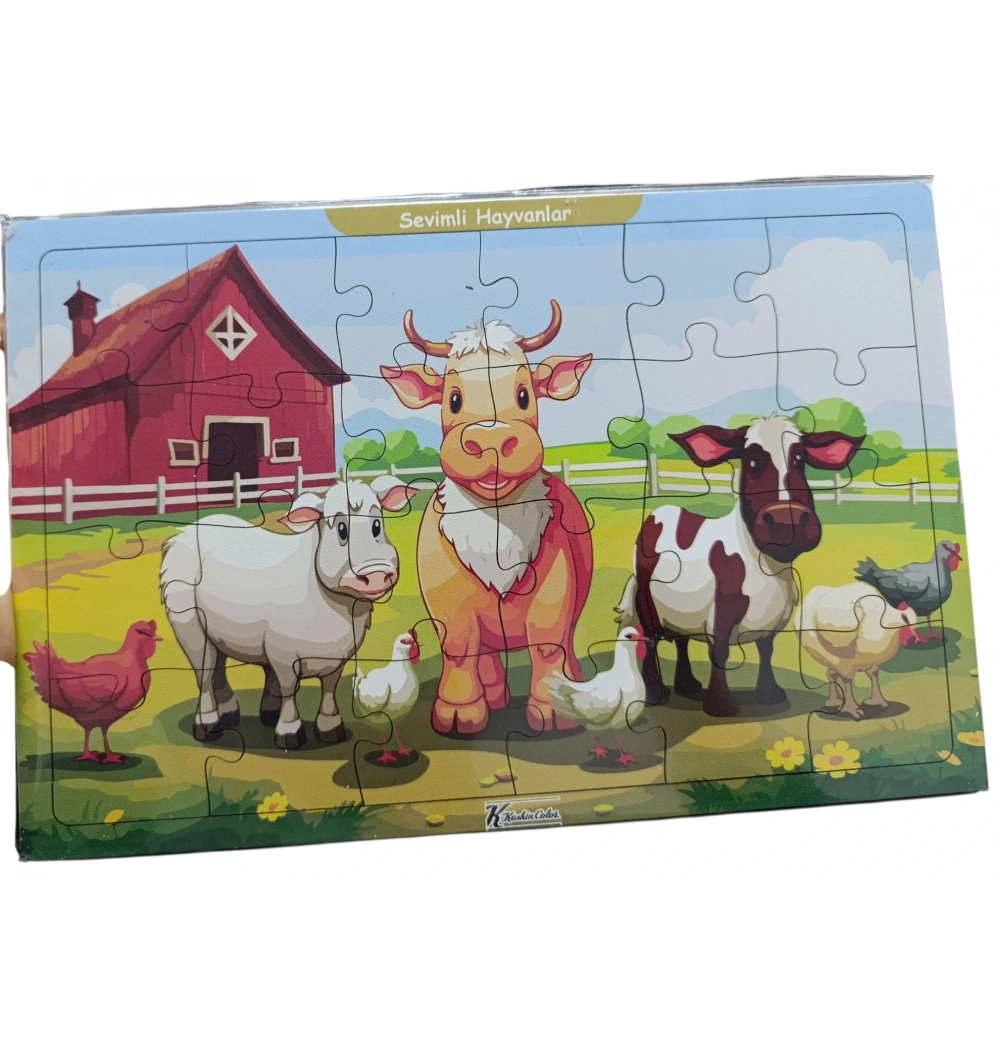Ahşap Puzzle 24x30 cm 24 Parça Sevimli Hayvanlar Çiftlik