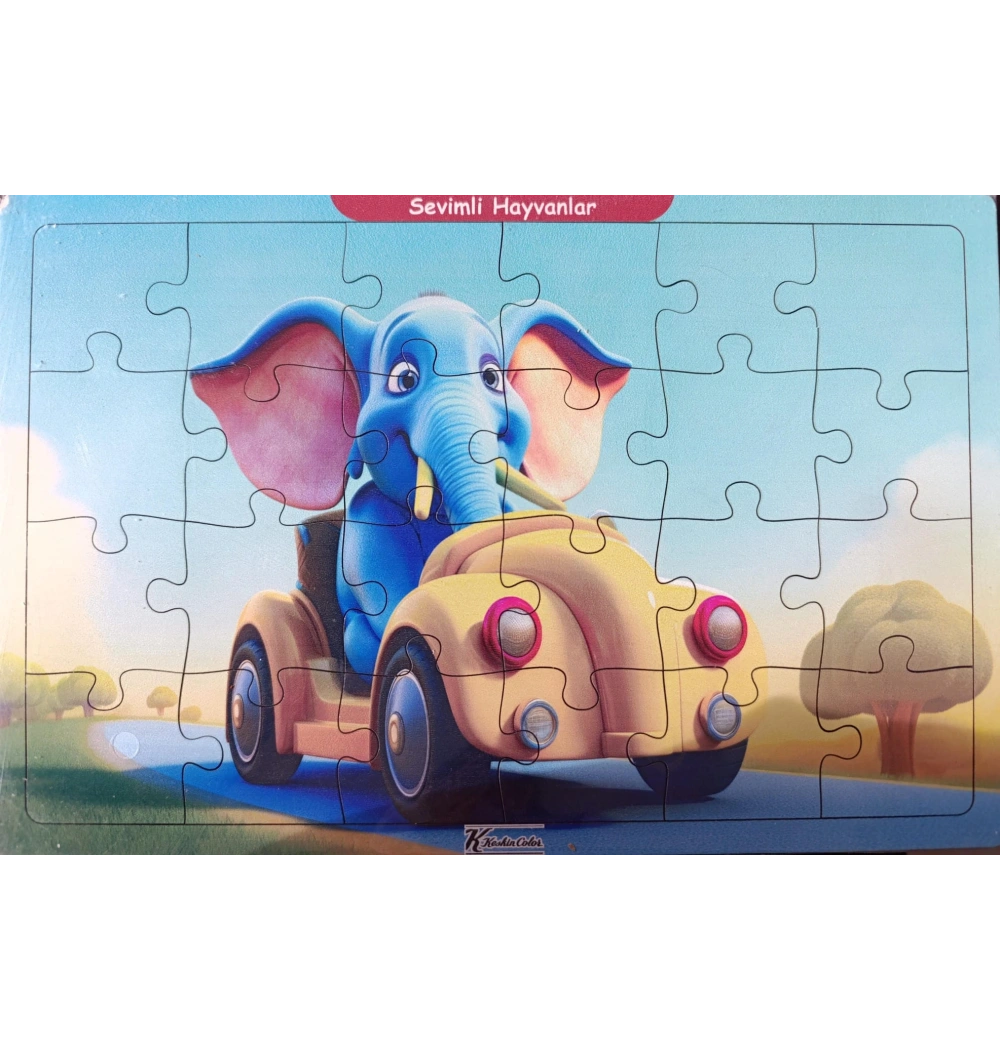 Ahşap Puzzle 24x30 cm 24 Parça Sevimli Hayvanlar Fil