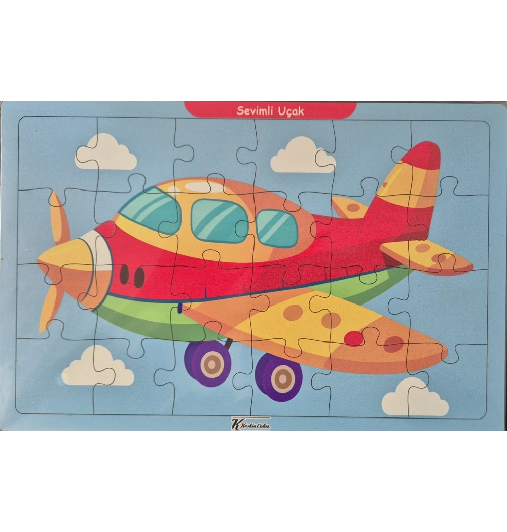 Ahşap Puzzle 24x30 cm 24 Parça Sevimli Uçak