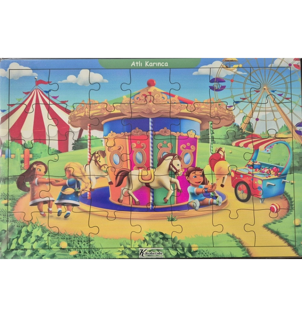 Ahşap Puzzle 24x30 cm 35 Parça Atlı Karınca