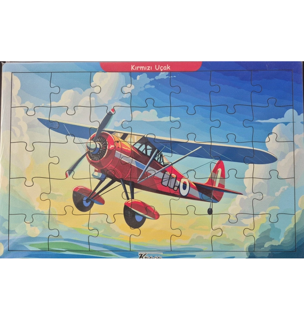 Ahşap Puzzle 24x30 cm 35 Parça Kırmızı Uçak