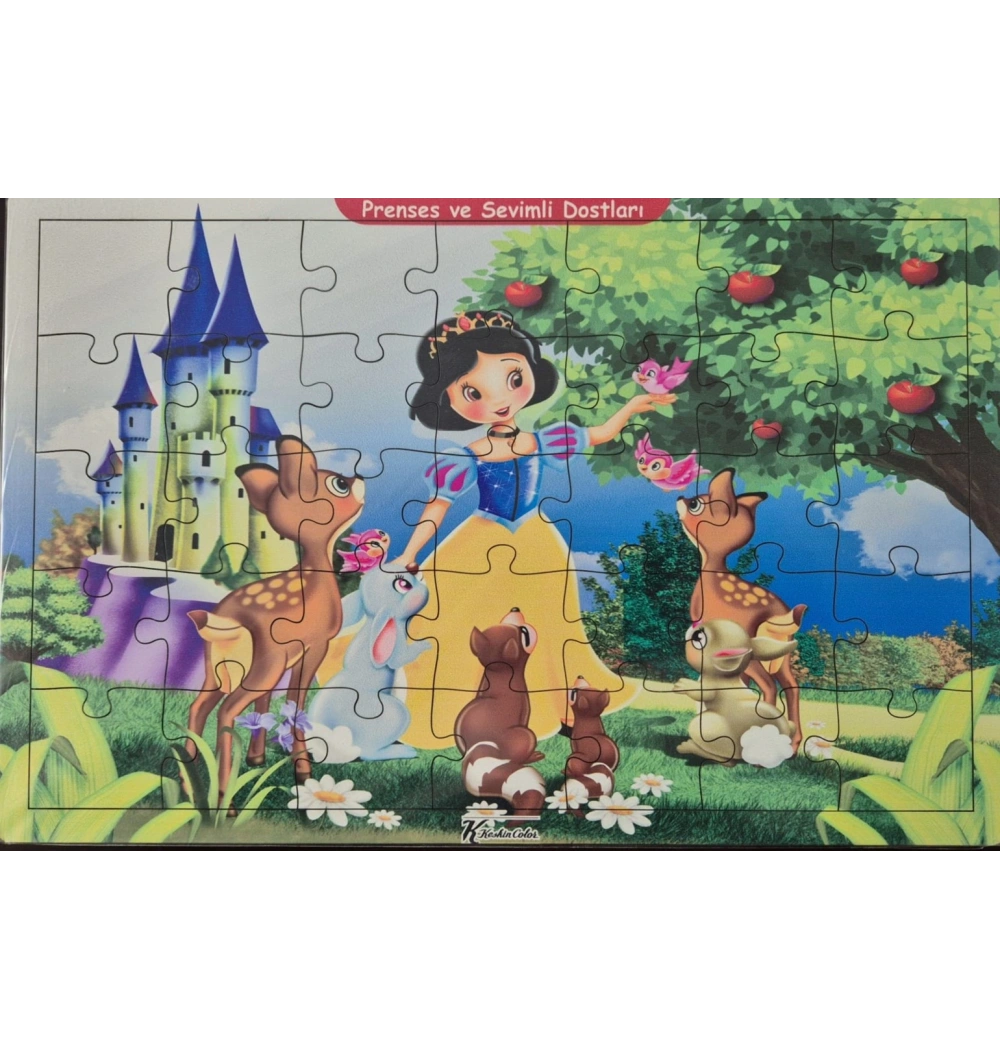 Ahşap Puzzle 24x30 cm 35 Parça Prenses Ve Sevimli Dostları