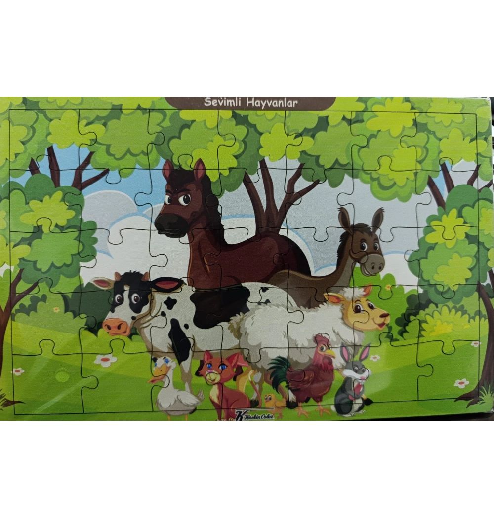 Ahşap Puzzle 24x30 cm 35 Parça Sevimli Hayvanlar Çiftlik Hayvanları