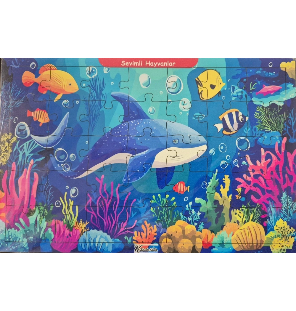 Ahşap Puzzle 24x30 cm 35 Parça Sevimli Hayvanlar Denizde