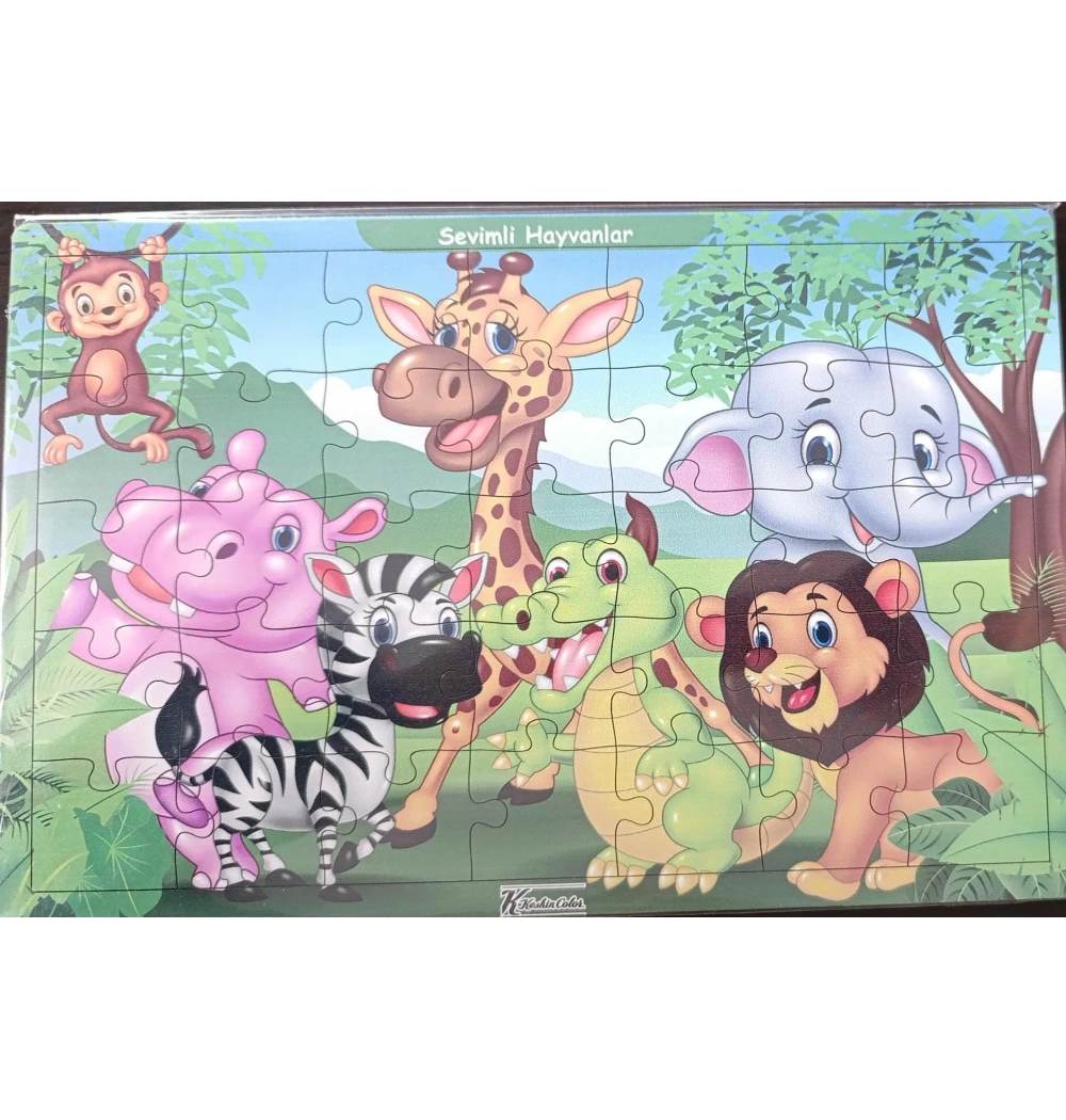 Ahşap Puzzle 24x30 cm 35 Parça Sevimli Hayvanlar Orman Hayvanları