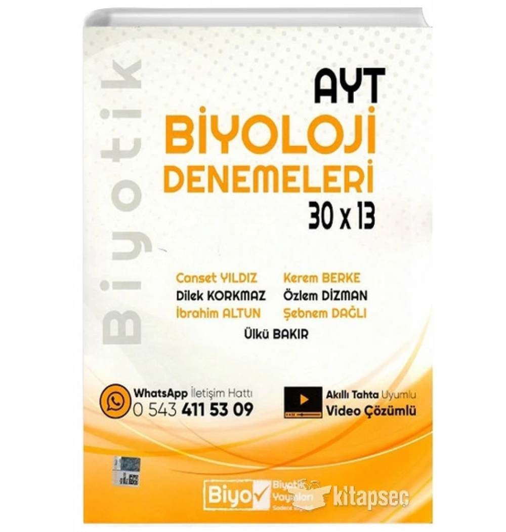 Ayt Biyoloji Deneme 30*13 Biyotik Yayın