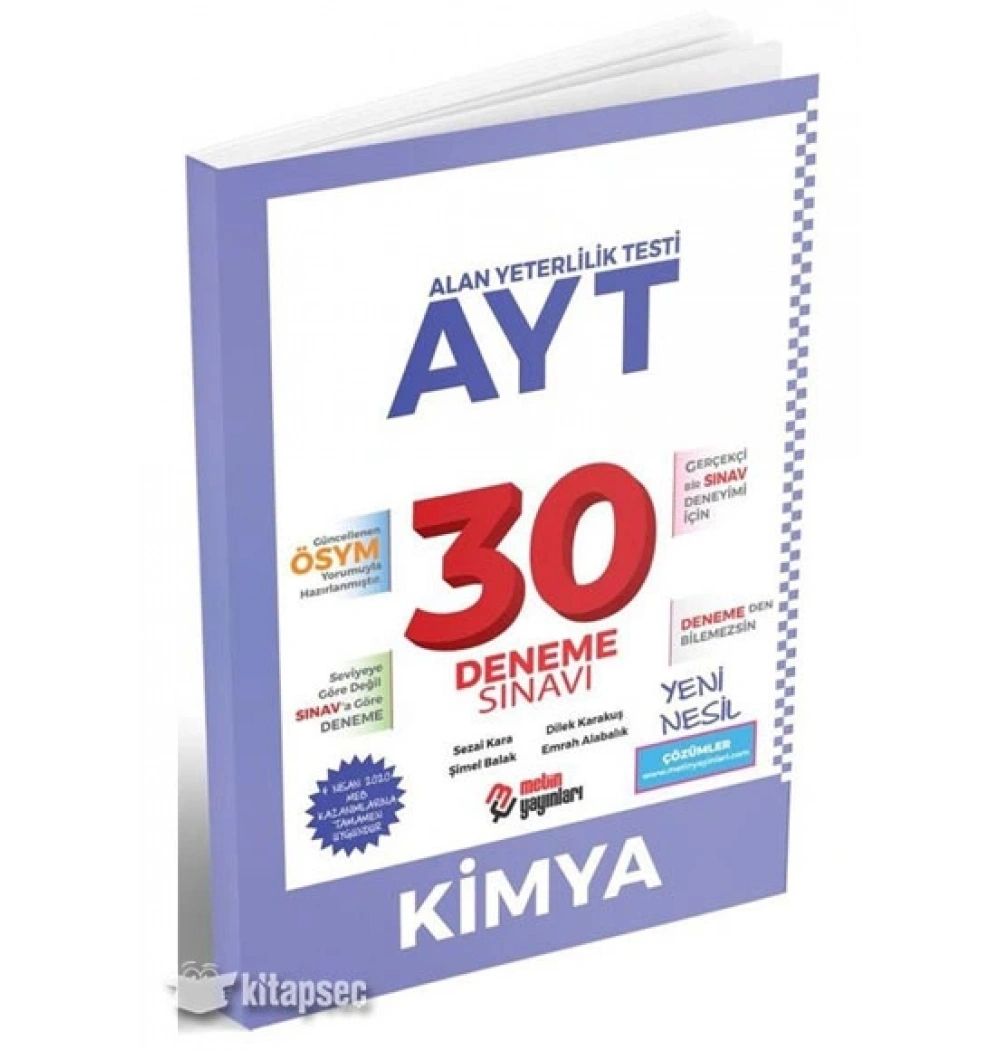 Ayt Kimya 30 Deneme Metin Yayın