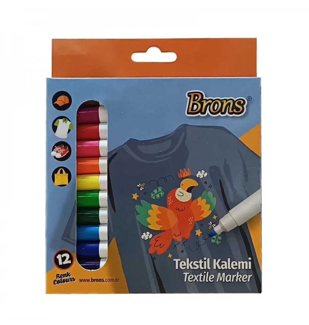 BRONS TEKSTİL KALEMİ 12 Lİ MARKER BR-1001