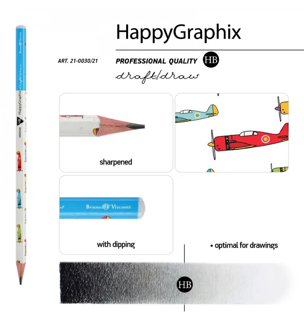 Bruno Visconti Happy Graphıx Üçgen Kurşun Kalem Uçak 21-0030/21
