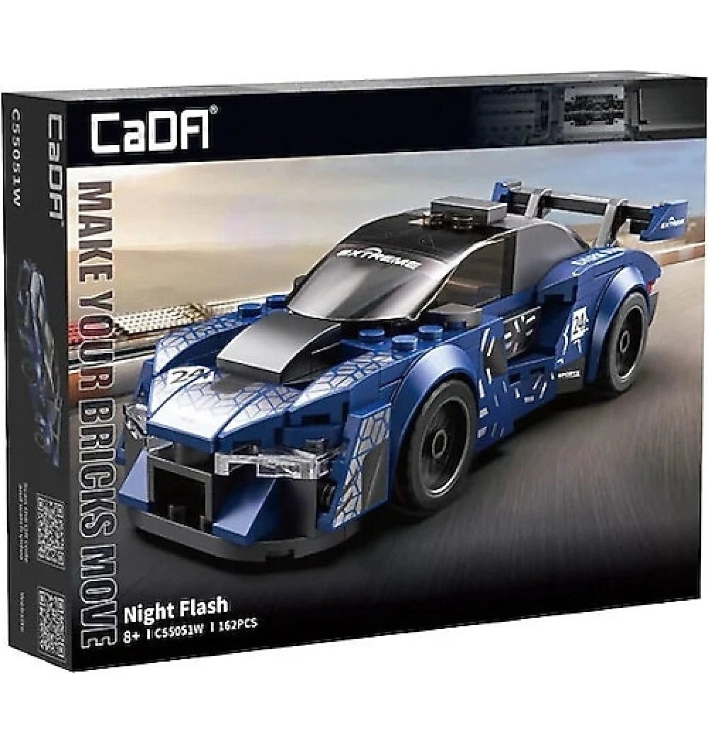 Cada Gece Flaşı Spor Araba 4cm x 15,2cm 162 Parça Blok Oyuncak
