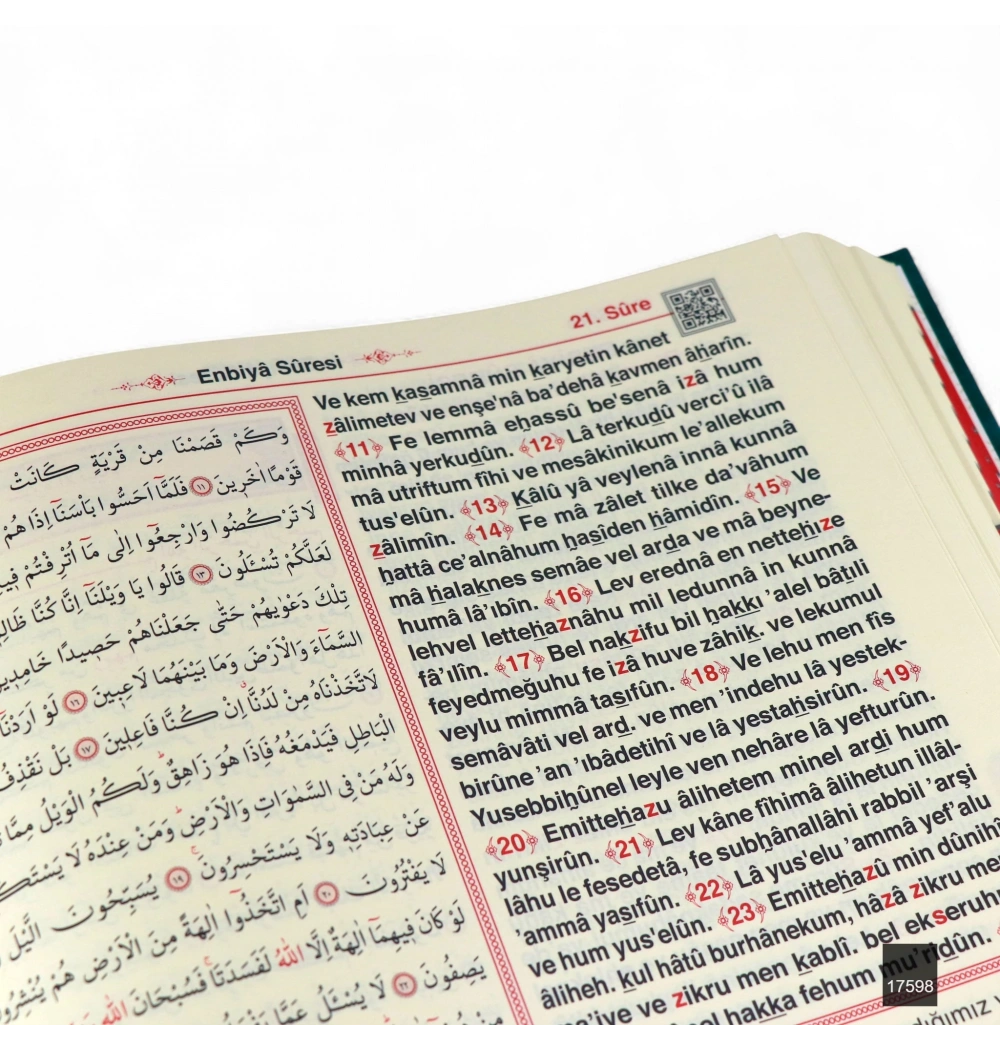 Cami Boy Bilgisayar Hatlı 3lü Sıvama Kuran-ı Kerim Yüce Meâli ve Okunuşu