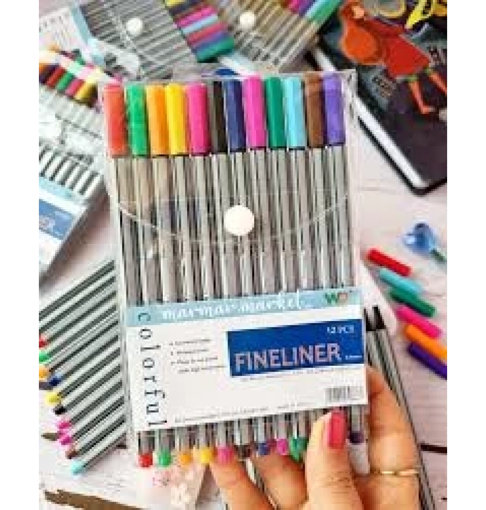 Colorful Fıneliner Tükenmez Kalem 12 Li Poşet Furkan Kırtasiye