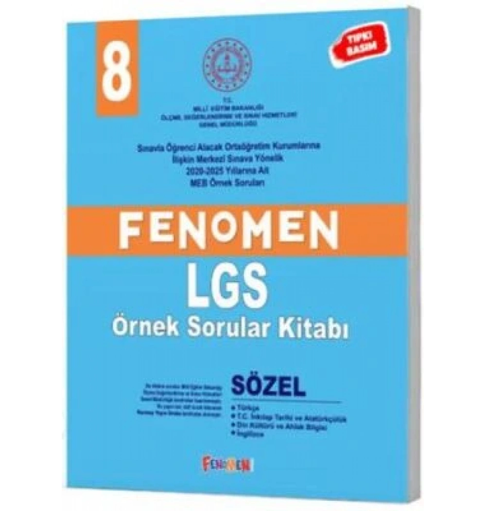 FENOMEN 8.SINIF SÖZEL ÖRNEK SORULAR KİTABI